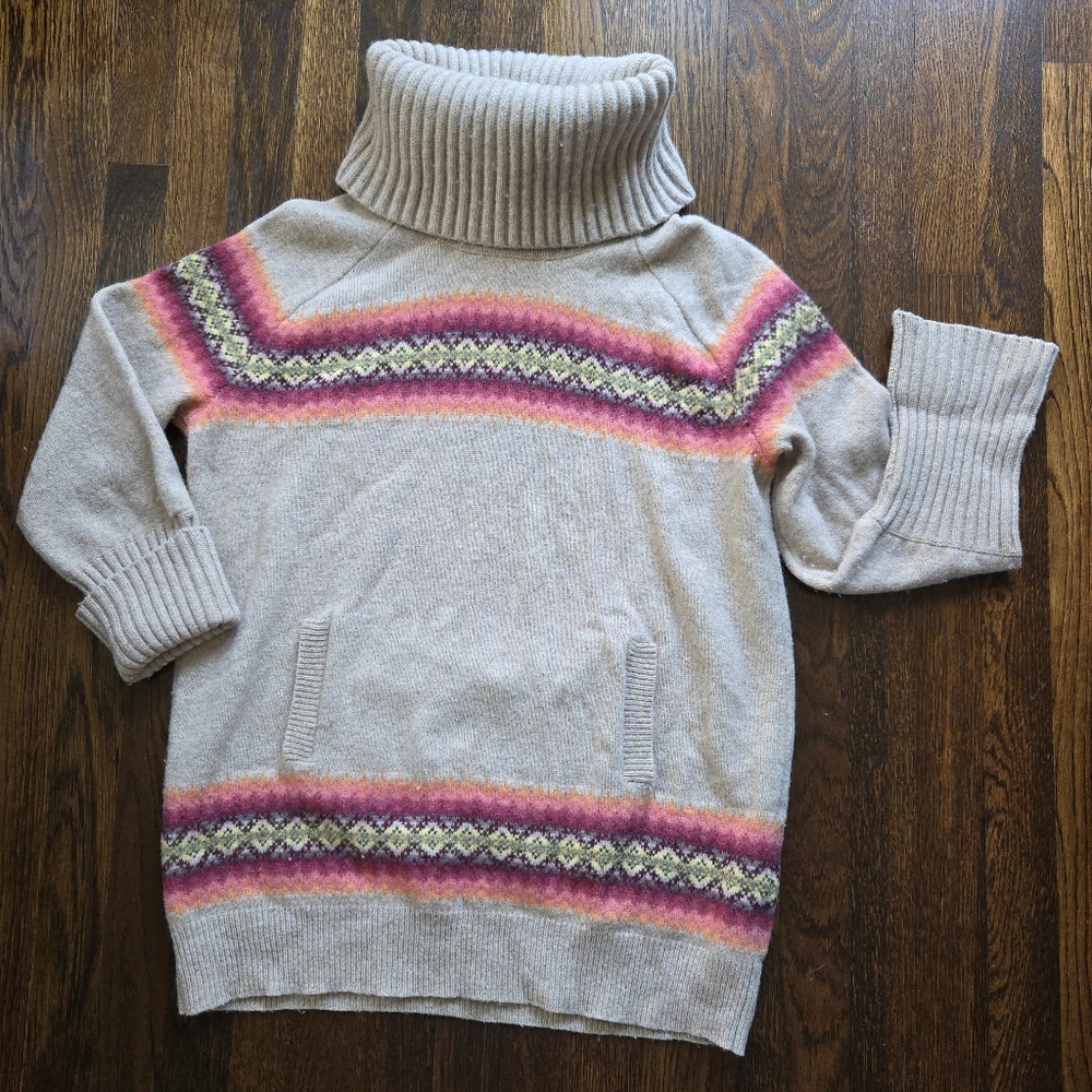 Wool Blend 78% Tunic Kangaroo Pocket Raglan Pattern Sweater Gap Size M